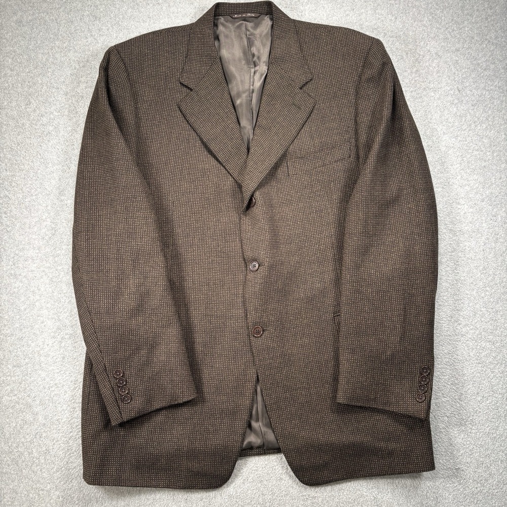 Canali Sport Coat Blazer Men's EURO 58R Texture Twill Brown Wool Medium Weight